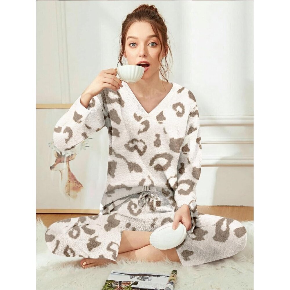 Womens Fuzzy Fleece Pajama Sets Two-Piece Lounge Sleepwear Small to XXL - Picture 4 of 5